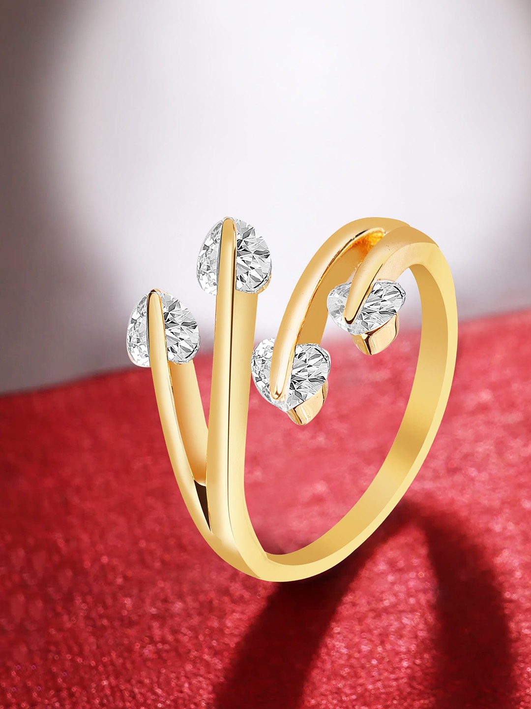 RARE1STUDIO Gold Plated Cubic Zirconia Finger Ring