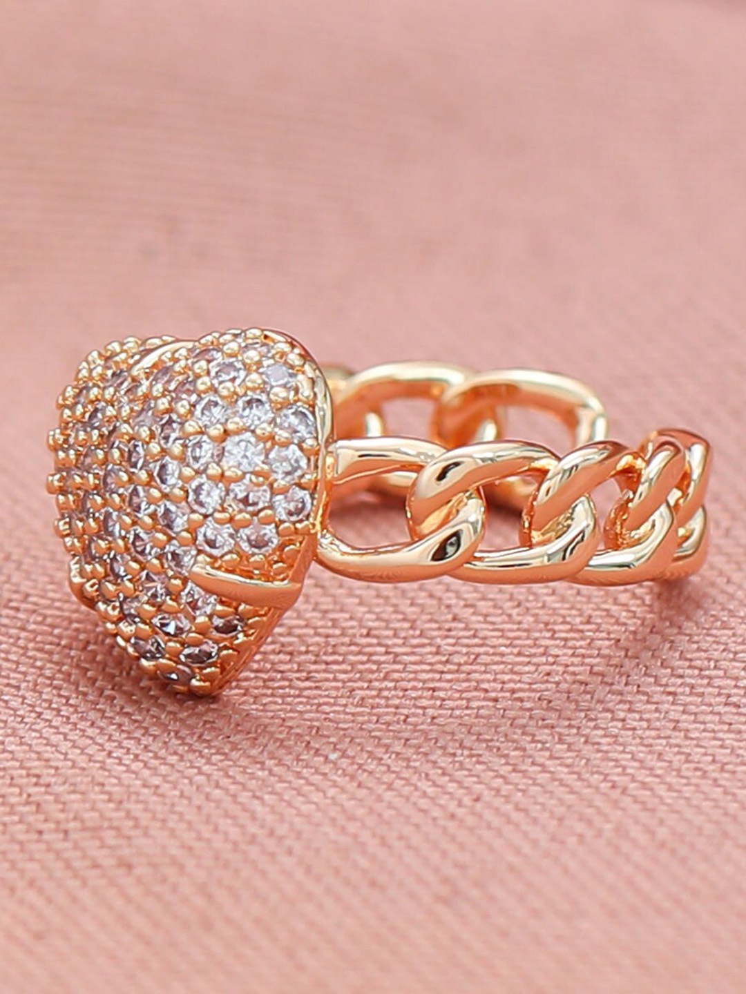 RARE1STUDIO Gold Plated Cubic Zirconia Finger Ring
