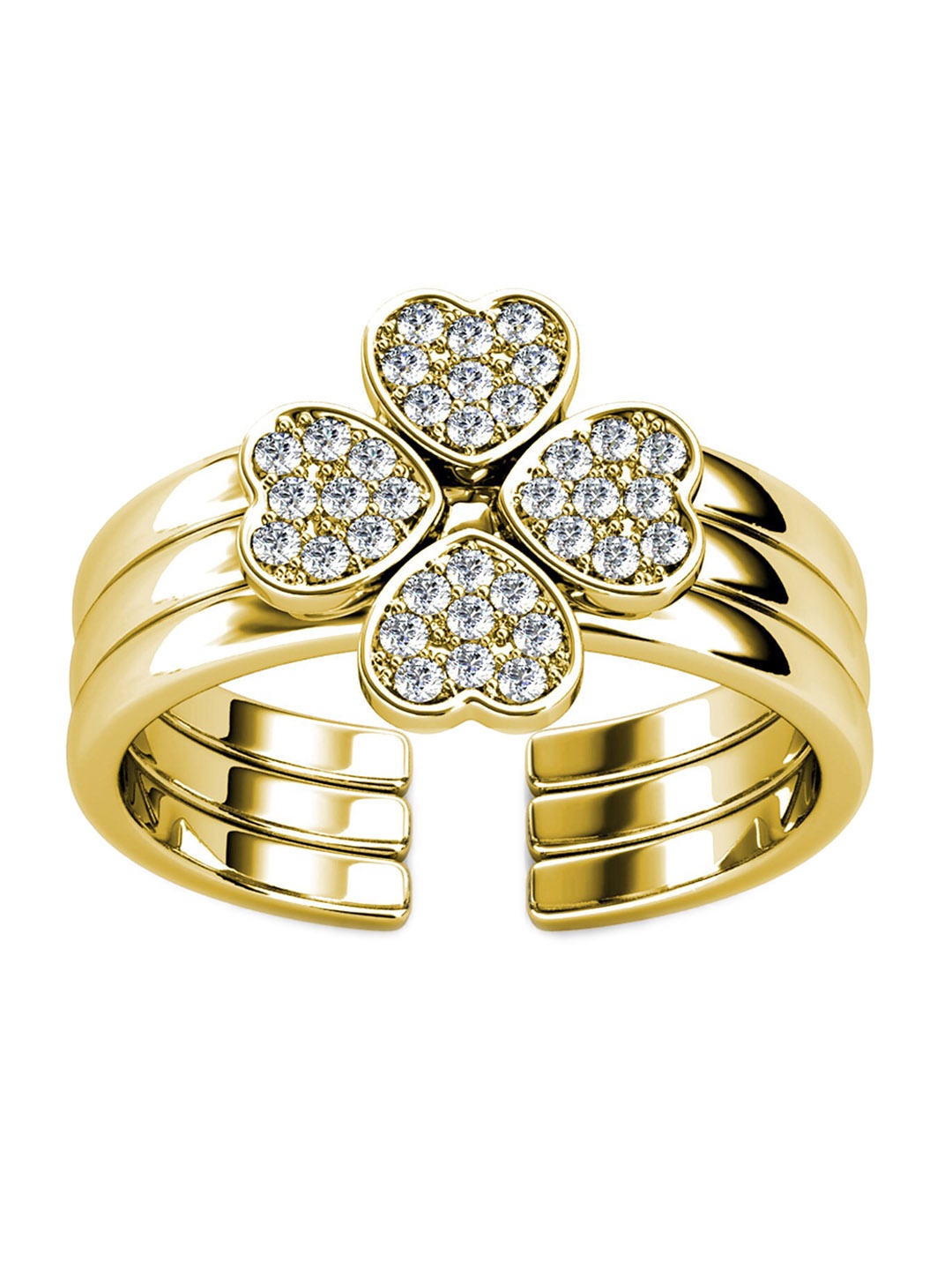 

RARE1STUDIO Gold Plated Cubic Zirconia Stone Studded Finger Ring