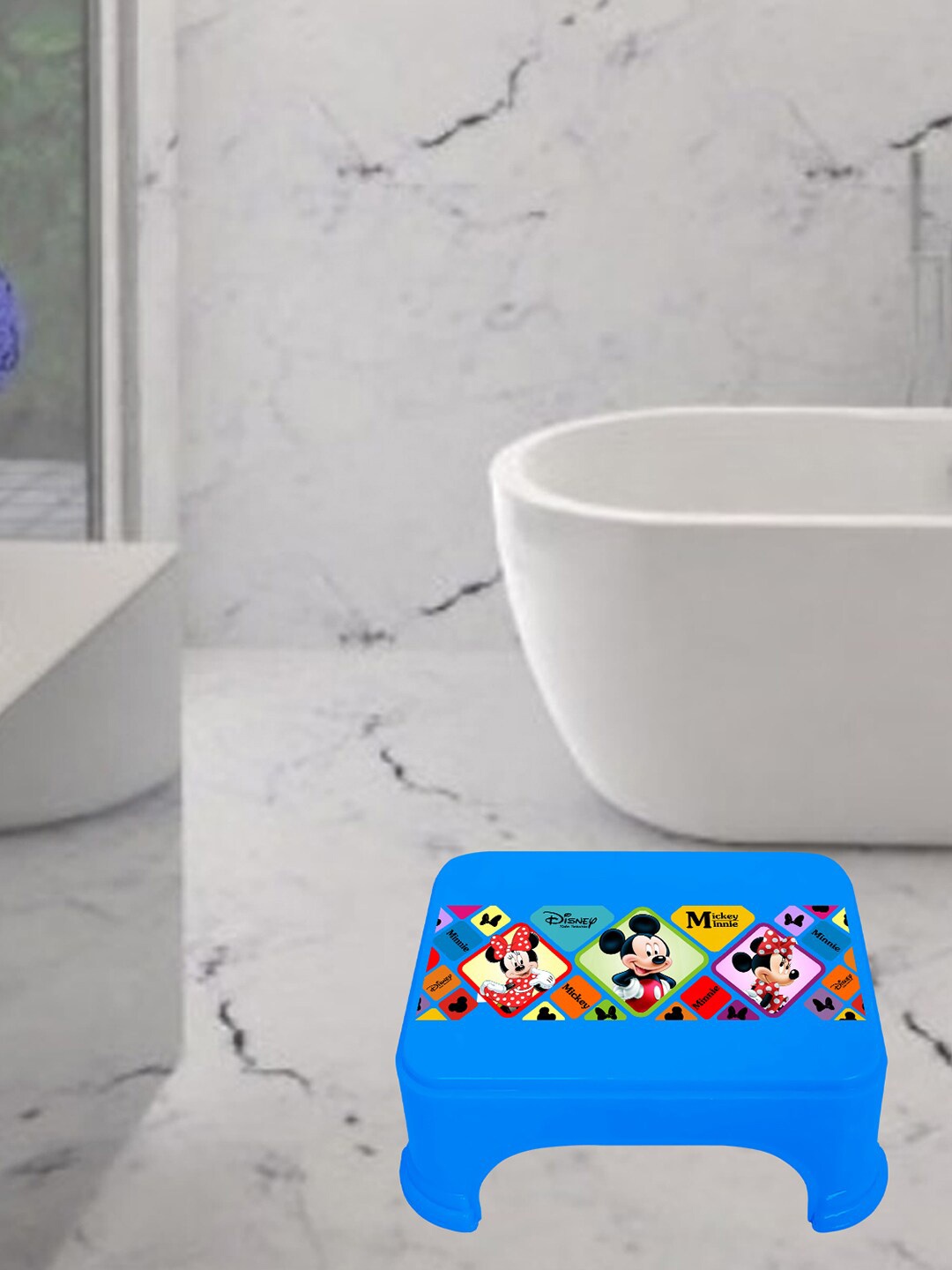 

Kuber Industries Blue 2 Pieces Disney Mickey & Minnie Printed Classic Glossy Step Stool