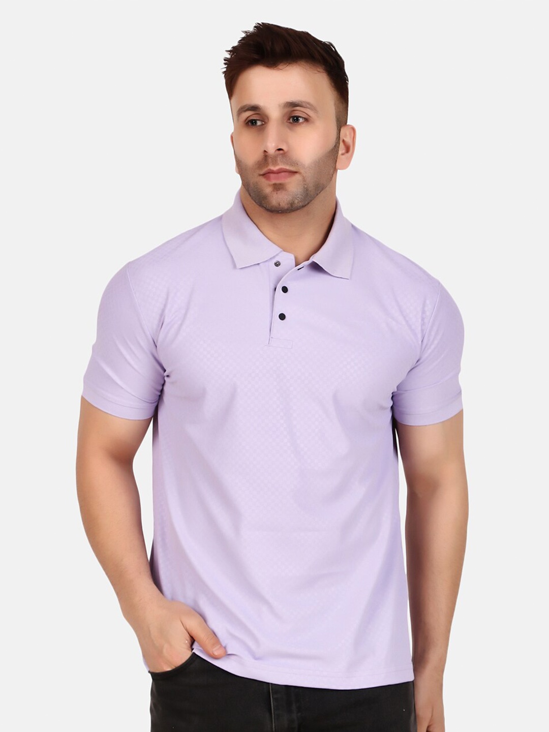 

WELL QUALITY Polo Collar T-shirt, Purple