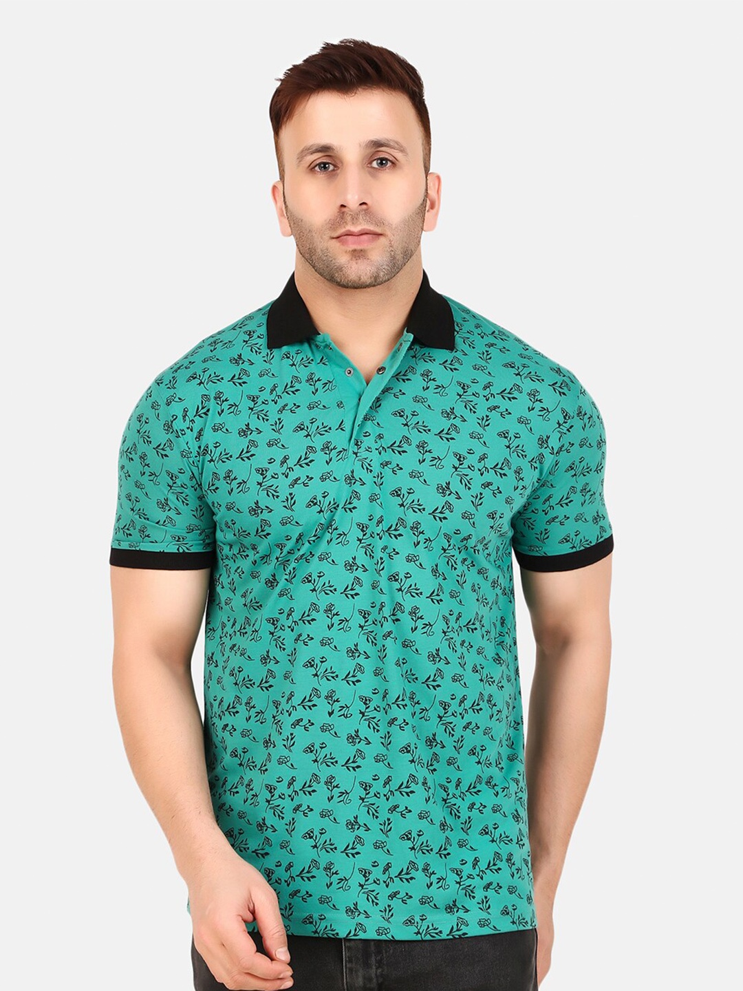 

WELL QUALITY Printed Polo Collar T-shirt, Blue