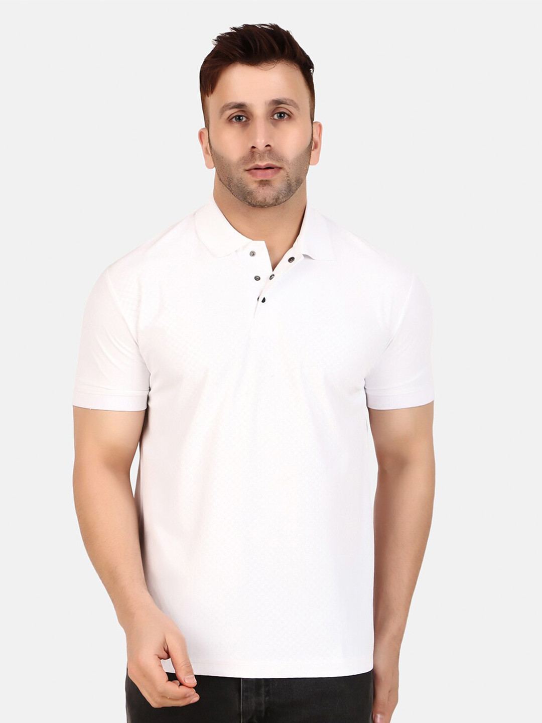 

WELL QUALITY Polo Collar T-shirt, White