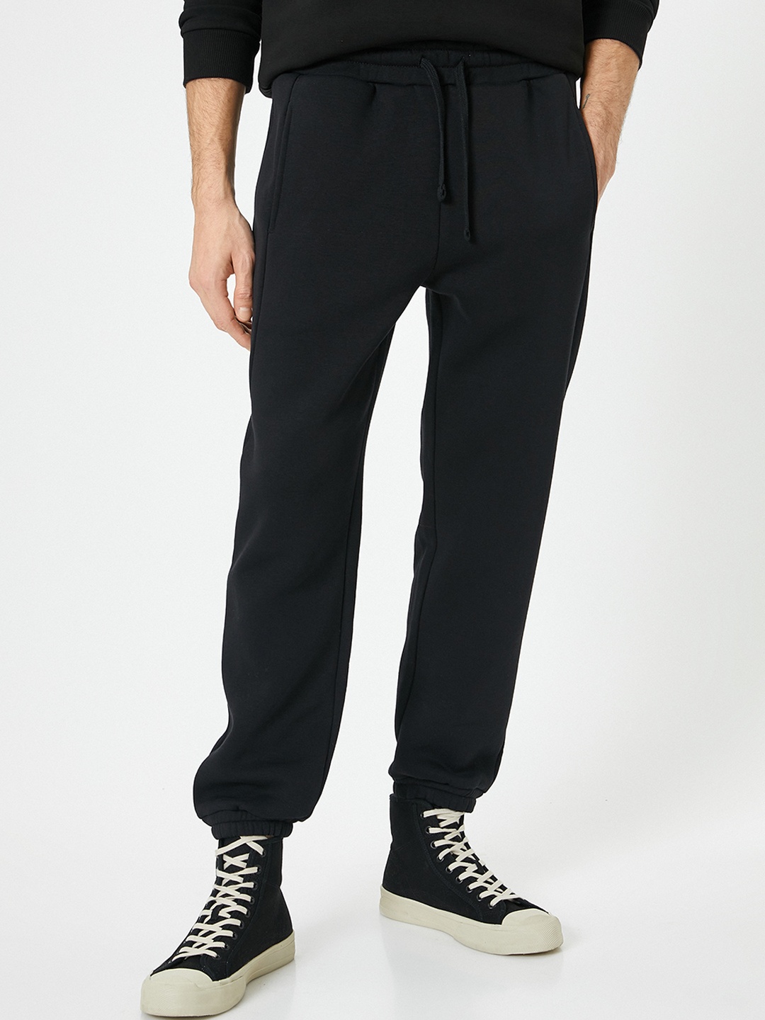 

Koton Men Mid-Rise Cotton Joggers, Black