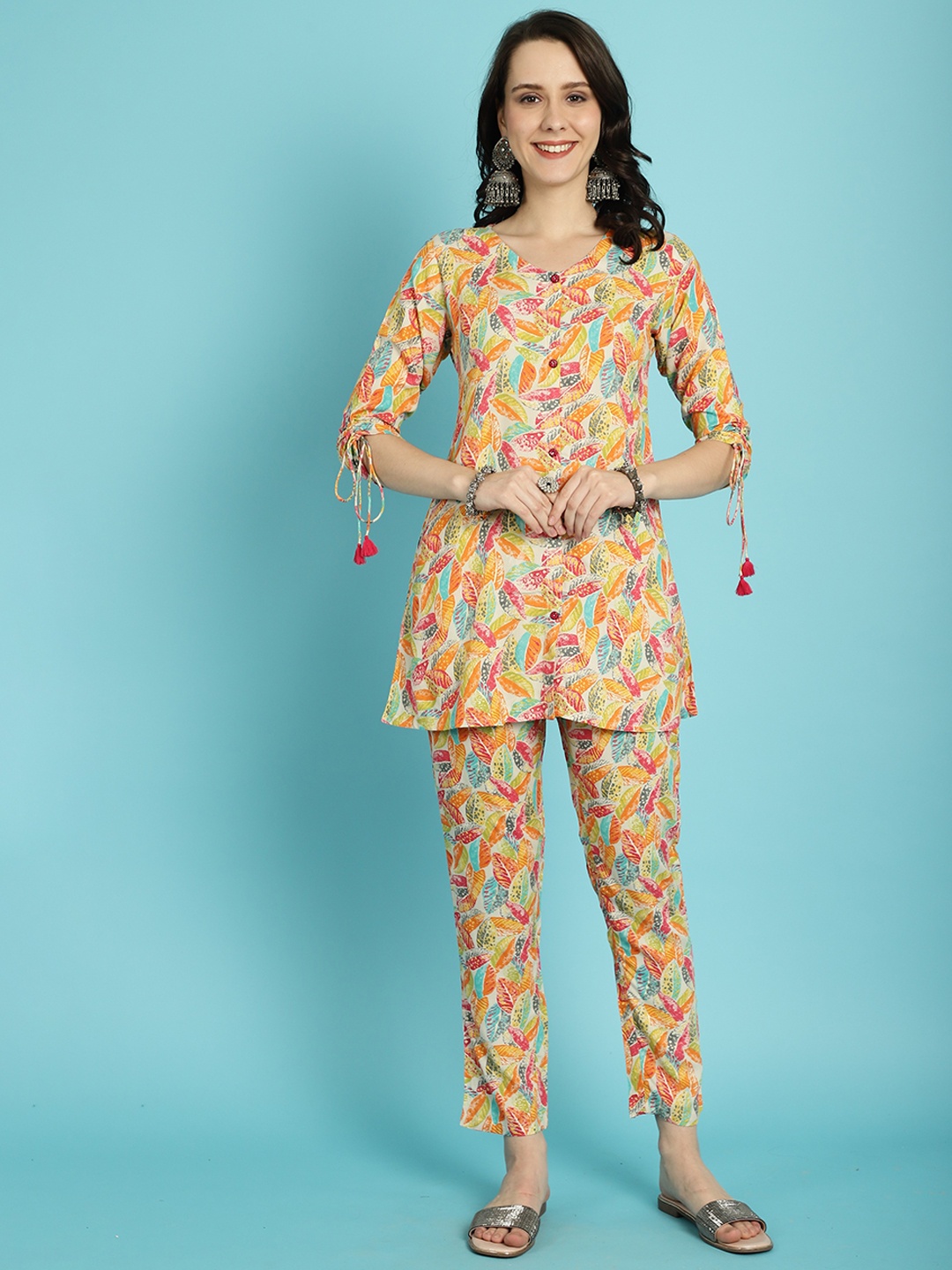 

KALINI Printed Tunic With Trouser, Off white