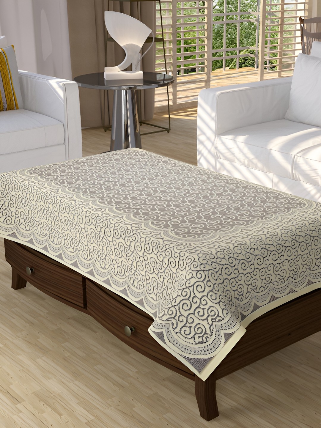 

BIGGER FISH Grey Cotton 4-Seater Table Cover