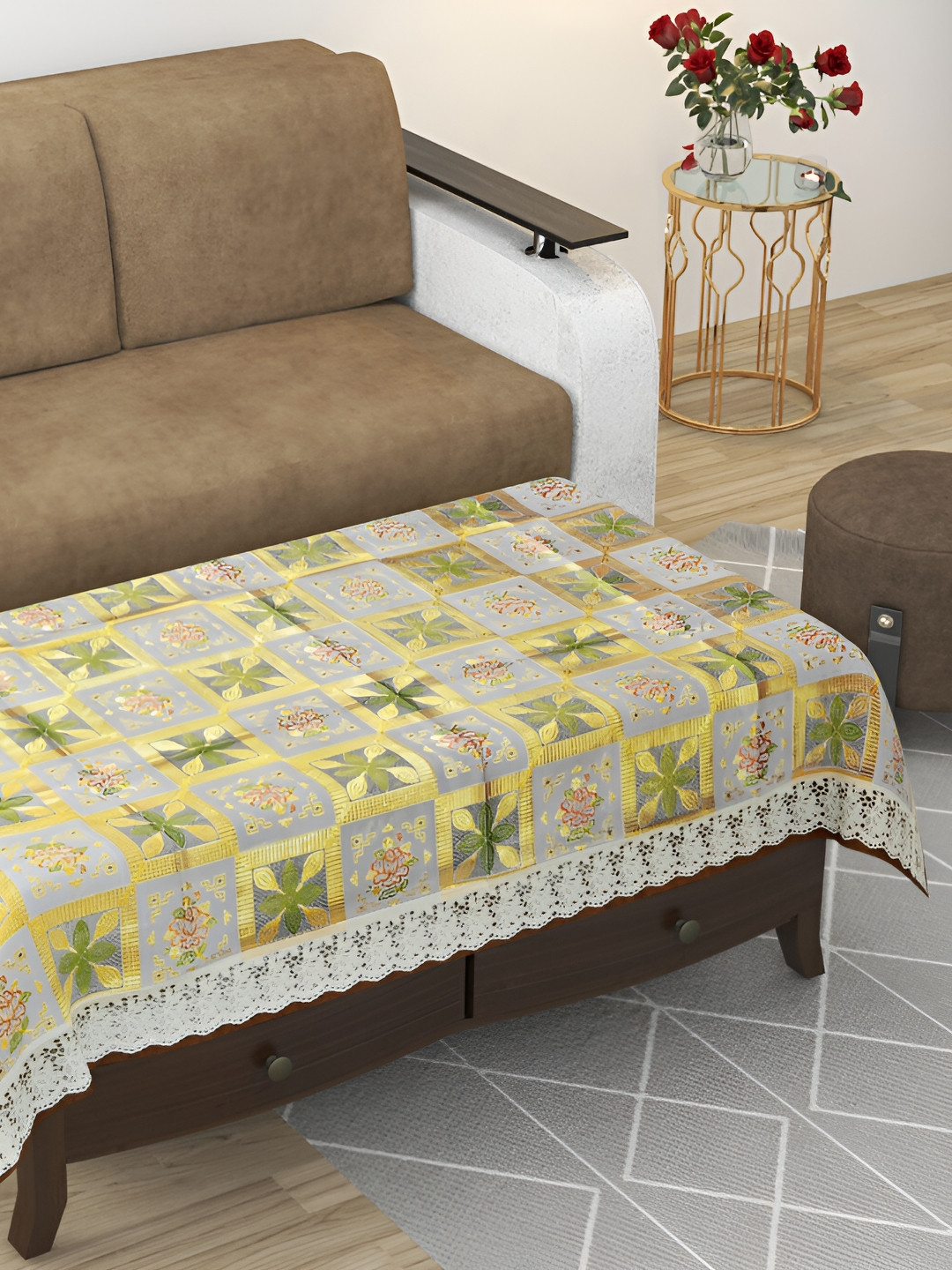 

BIGGER FISH Transparent & Green Self Design Rectangle 4-Seater Table Cover