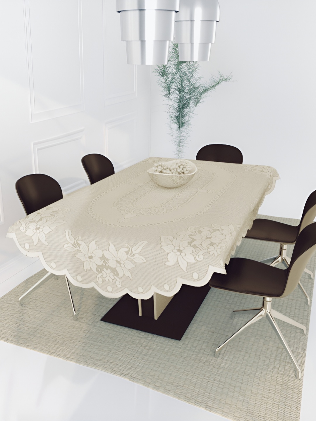 

BIGGER FISH Beige Cotton 6-Seater Table Cover