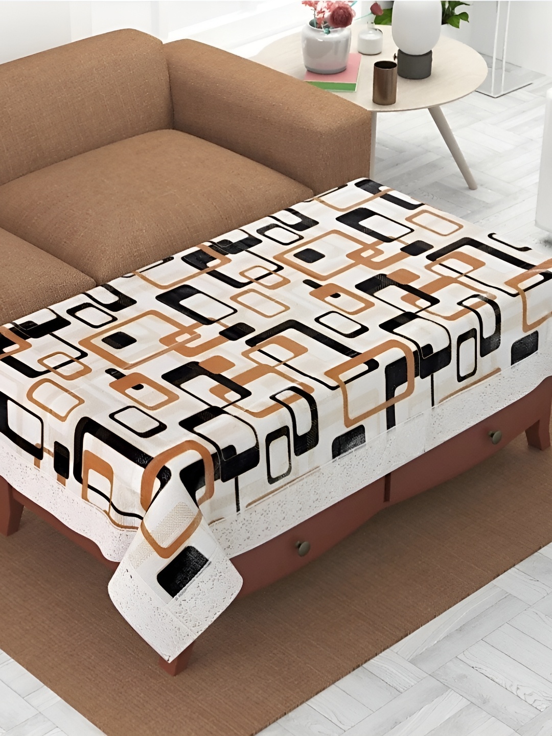 

BIGGER FISH Mustard & White Geometric 4Seater Table Cover