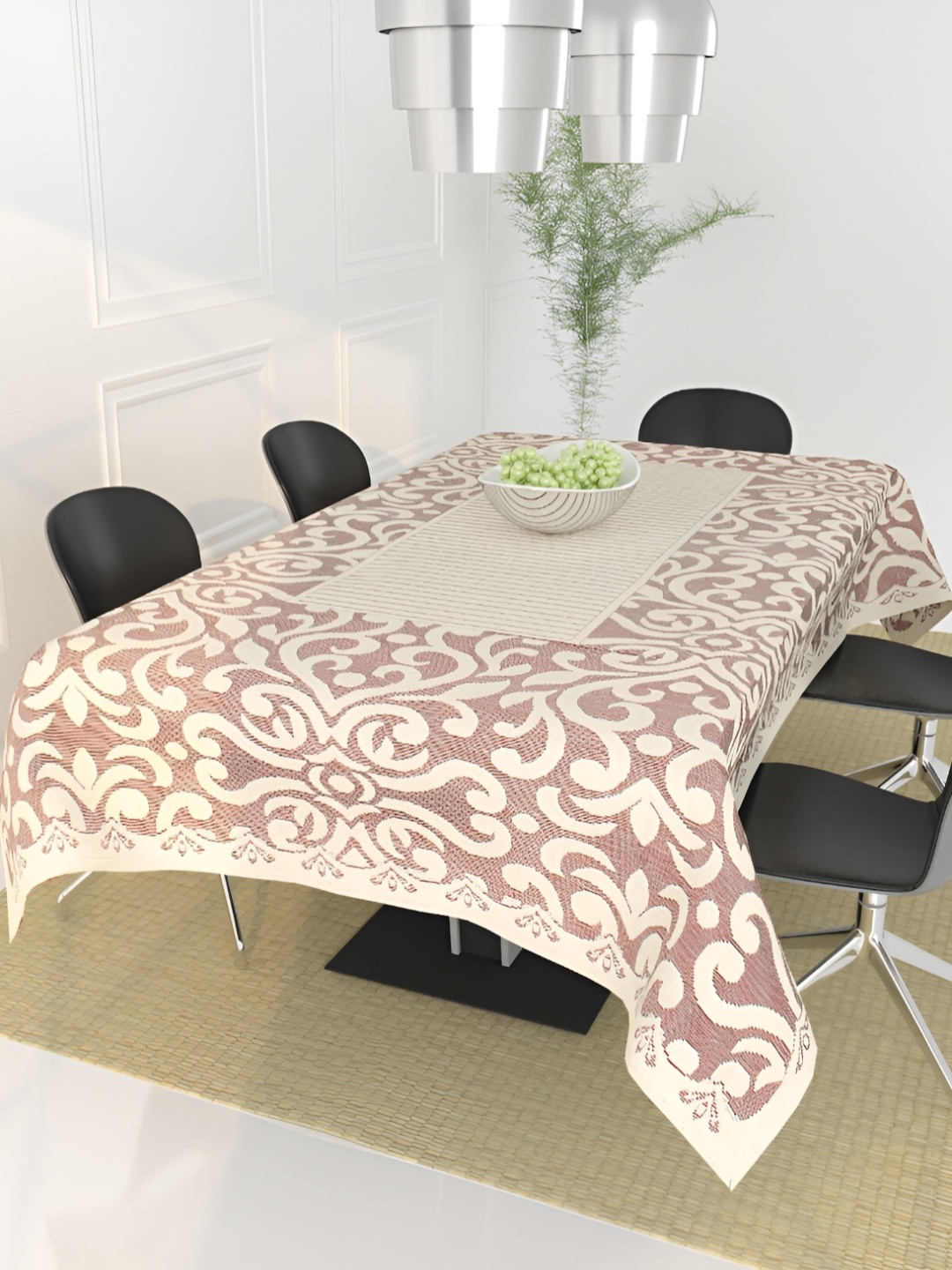 

BIGGER FISH Beige Cotton 6-Seater Table Cover
