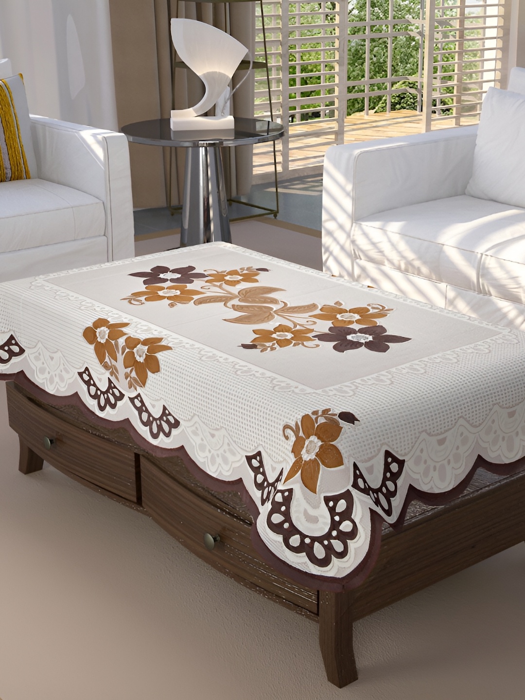 

BIGGER FISH Brown Cotton 4-Seater Table Cover