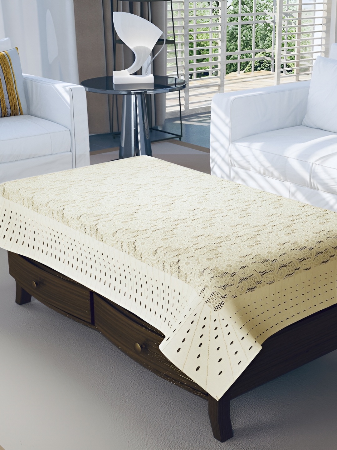 

BIGGER FISH Beige Cotton 4 Seater Table Cover