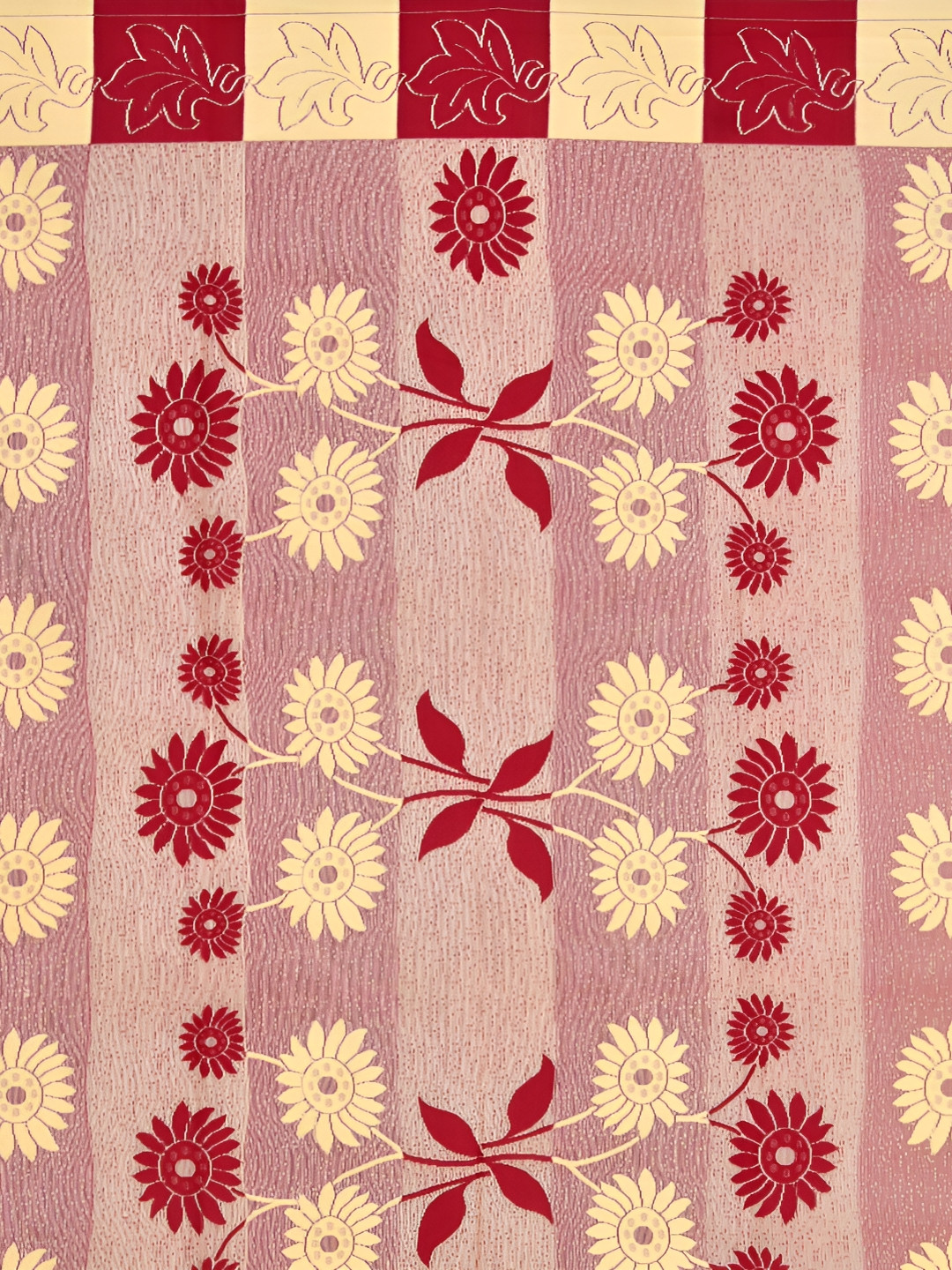 

BIGGER FISH Maroon & Beige Floral Cotton 6-Seater Table Cover