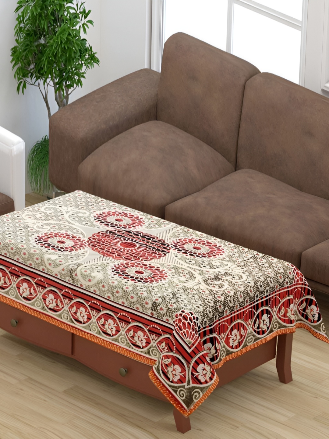 

BIGGER FISH Orange Cotton 4-Seater Table Cover
