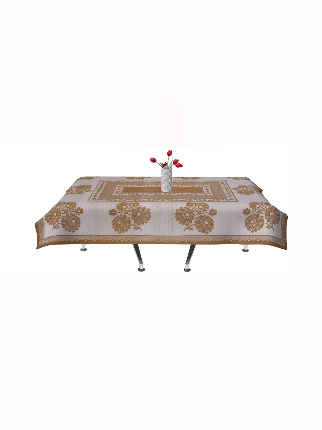 

BIGGER FISH Brown Printed Cotton 6 Seater Table Cover