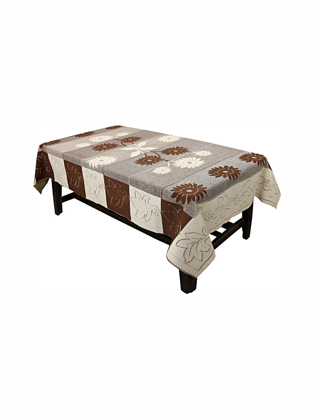 

BIGGER FISH Brown & White Cotton 4 Seater Table Cover