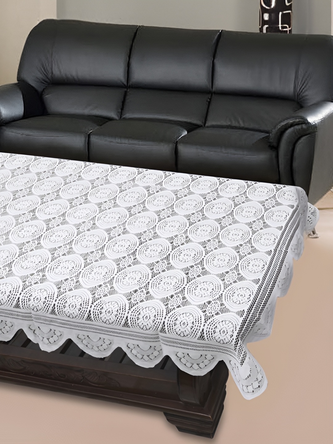 

BIGGER FISH White Printed Cotton 4 Seater Table Cover