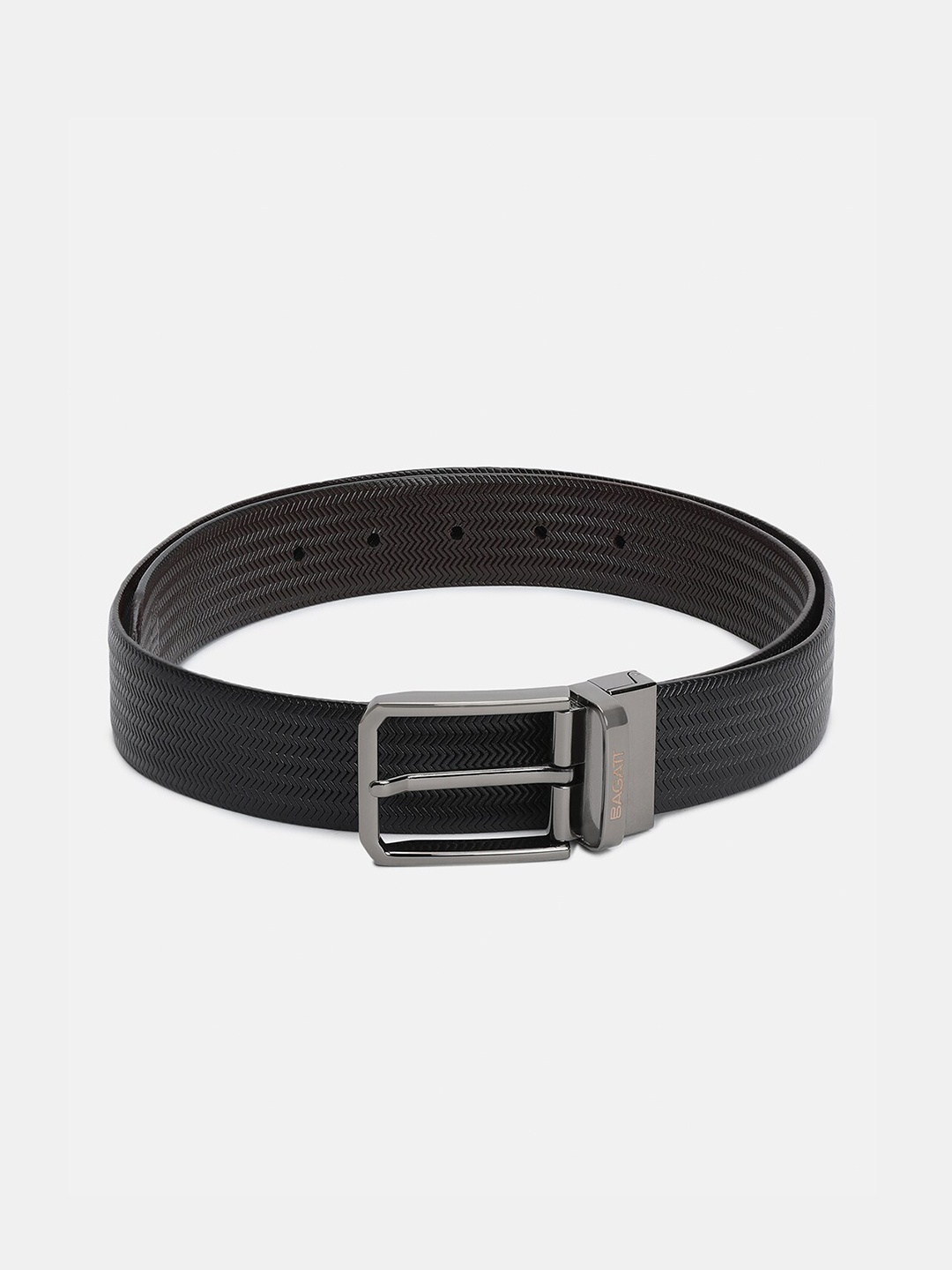 

BAGATT Parma Men Textured Leather Reversible Belt, Black