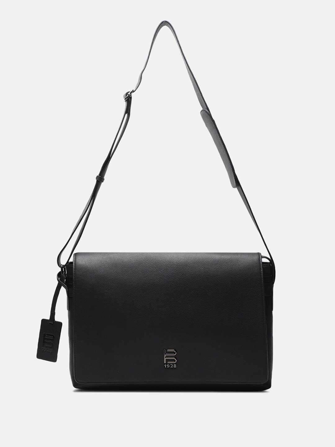 

BAGATT Novara Men Leather Messenger Bag, Black