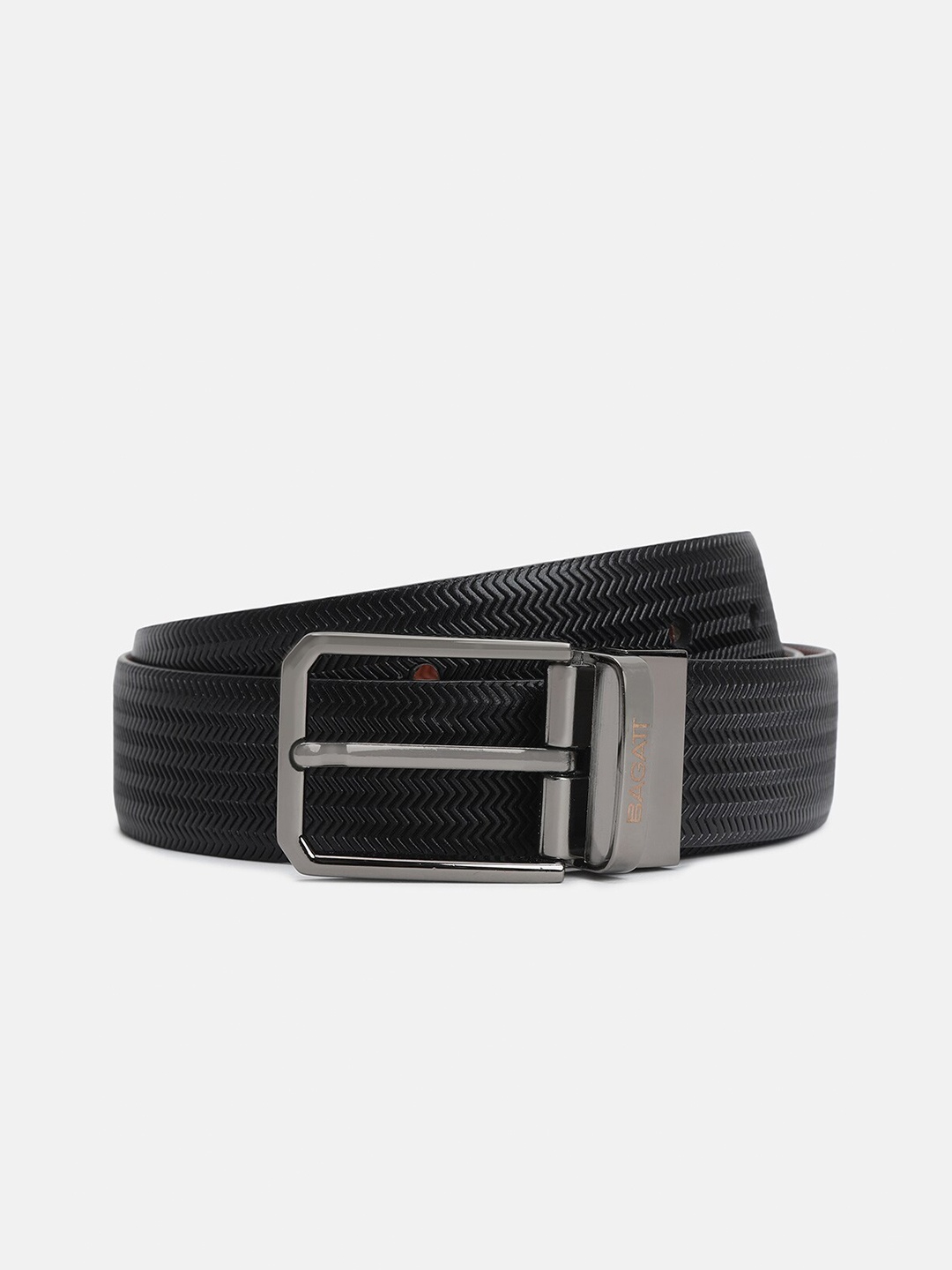 

BAGATT Parma Men Textured Leather Reversible Belt, Black