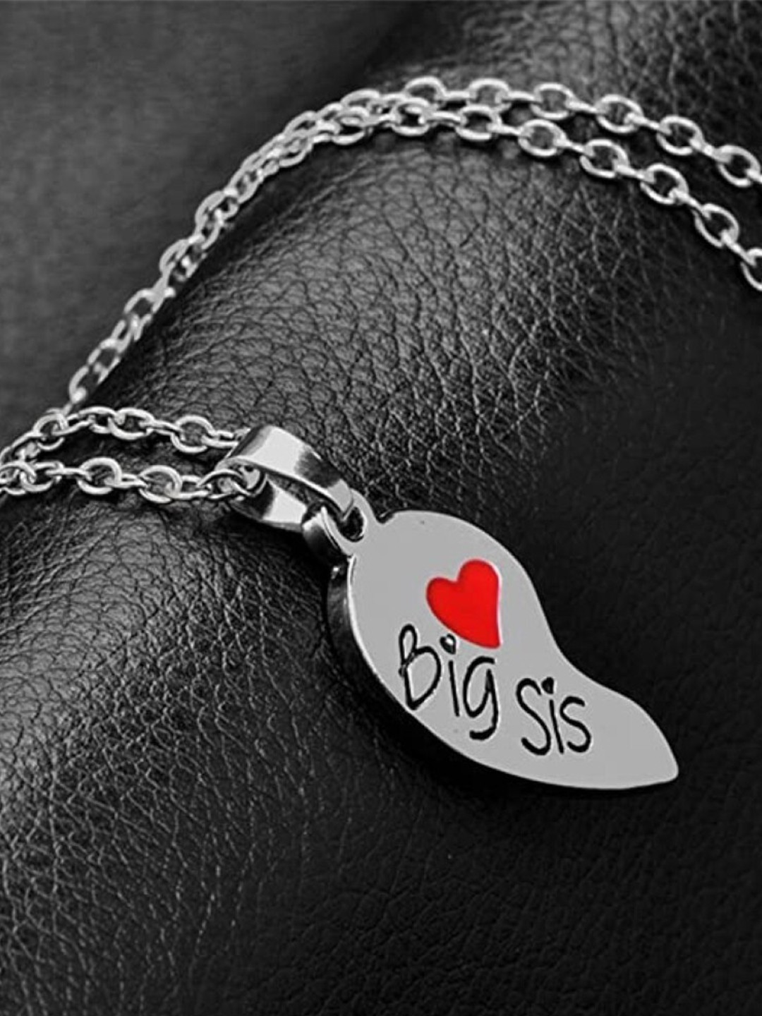

EL REGALO Set Of 2 Heart Shaped Pendant With Chain, Silver