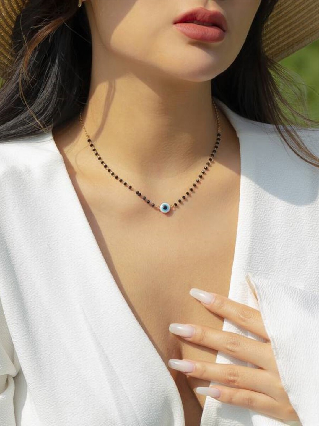 

EL REGALO Evil Eye Beaded Mangalsutra, Black