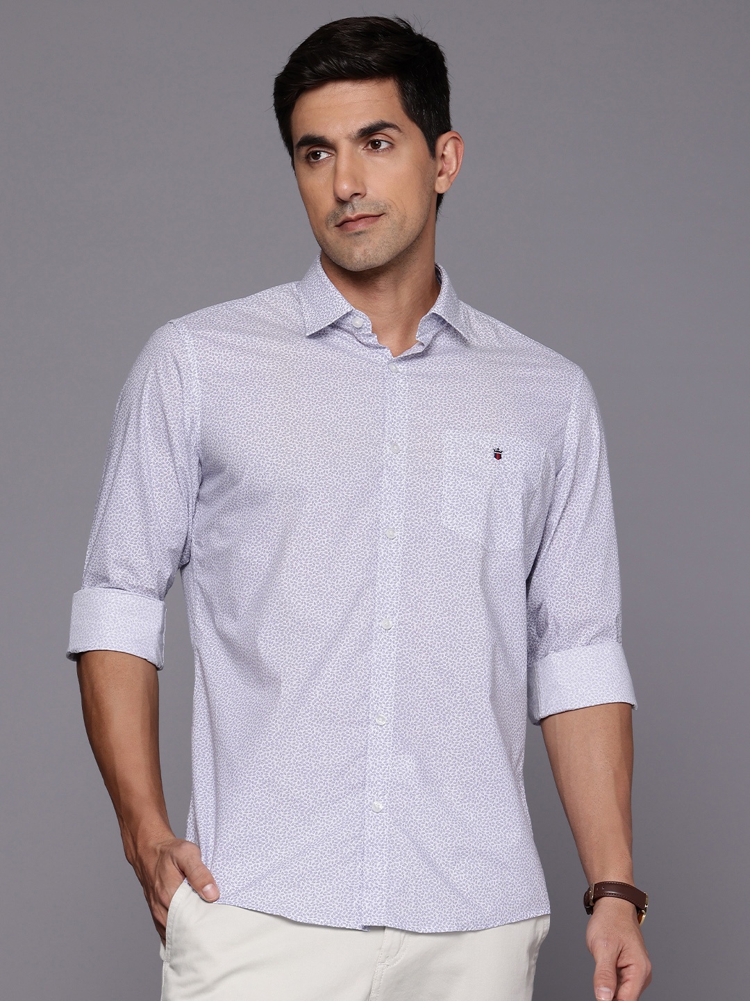 

Louis Philippe Sport Pure Cotton Slim Fit Opaque Printed Casual Shirt, Blue