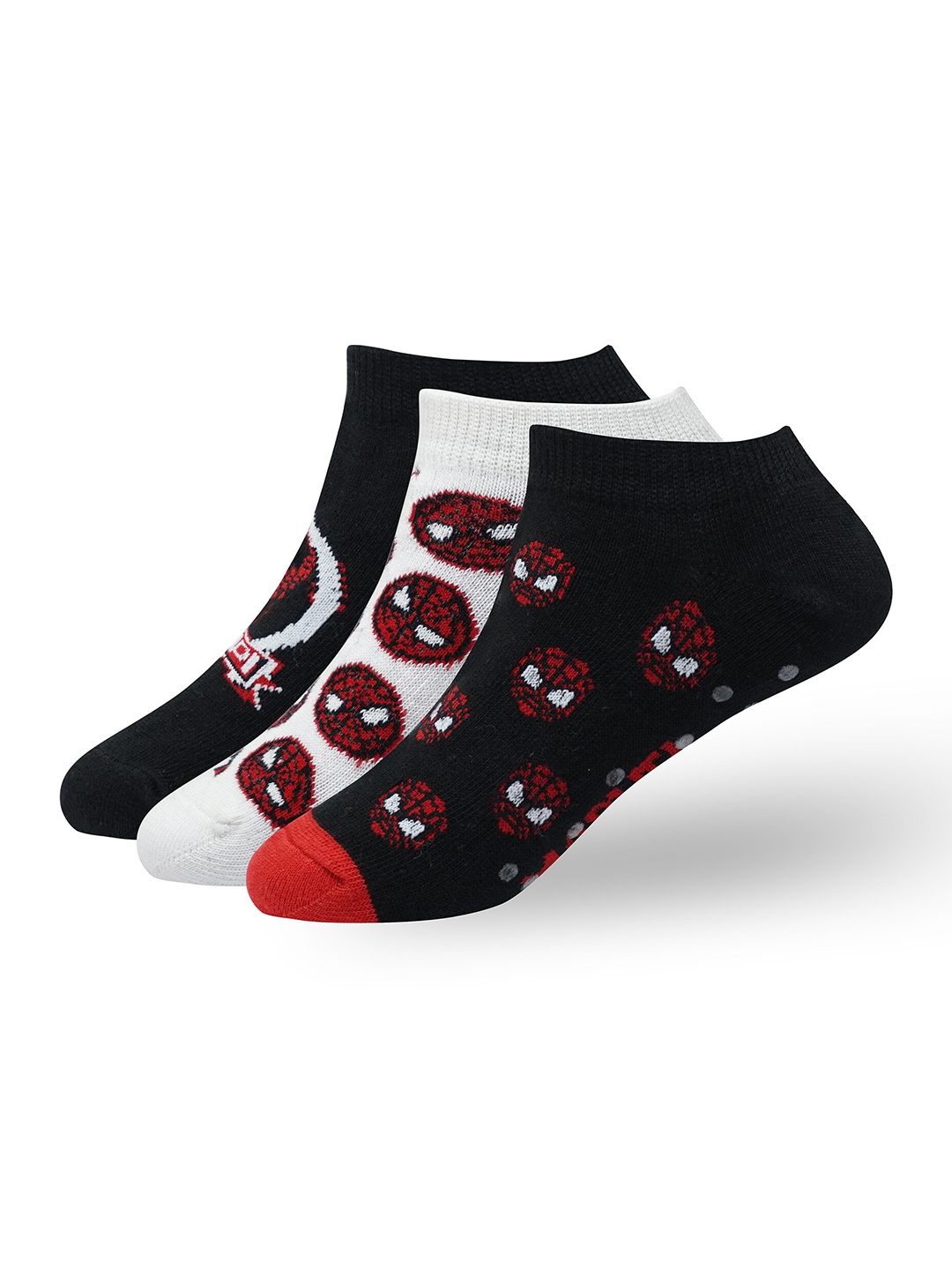 

Balenzia x Marvel Boys Pack Of 3 Spiderman Anti-Skid Patterned Ankle Socks, Black