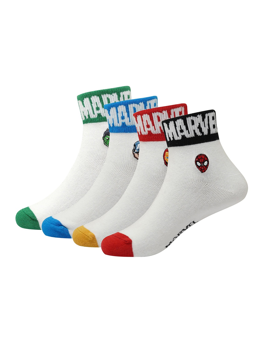 

Balenzia x Marvel Boys Pack Of 4 Marvel High Ankle Length Socks, White