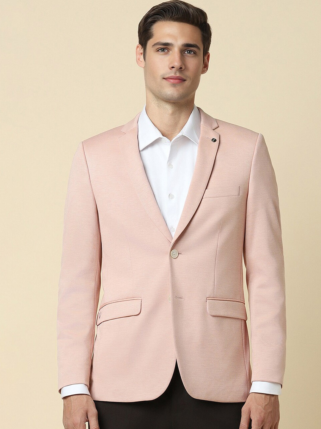 

Allen Solly Slim Fit Notched Lapel Collar Single Breasted Blazers, Pink