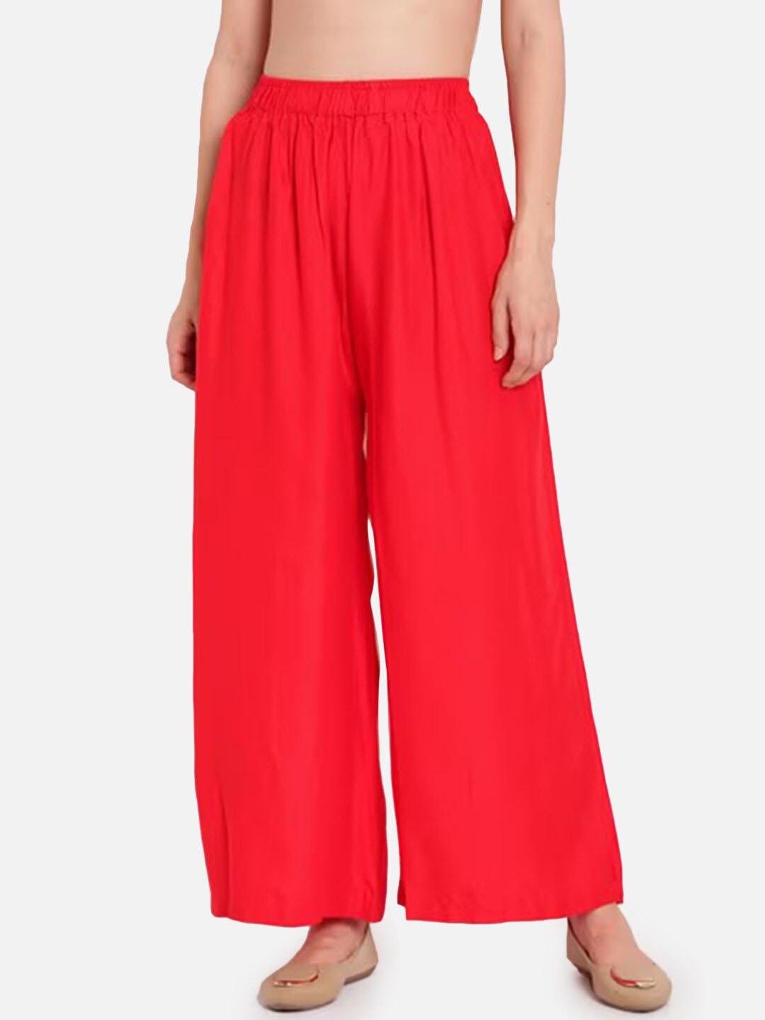 

BCZ Style Flared Ethnic Palazzos, Red