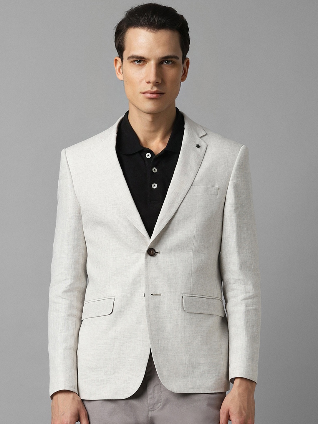 

Louis Philippe Linen Slim-Fit Single Breasted Formal Blazer, Grey