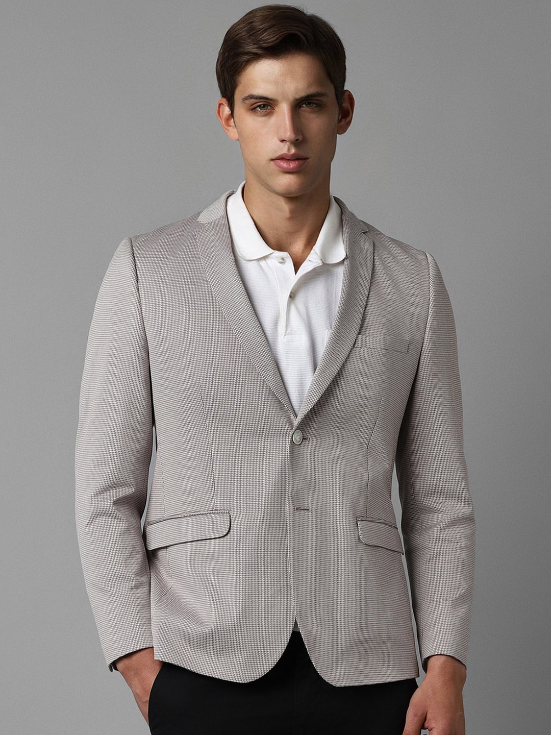 

Louis Philippe Sport Printed Pure Cotton Slim Fit Single Breasted Blazers, Grey