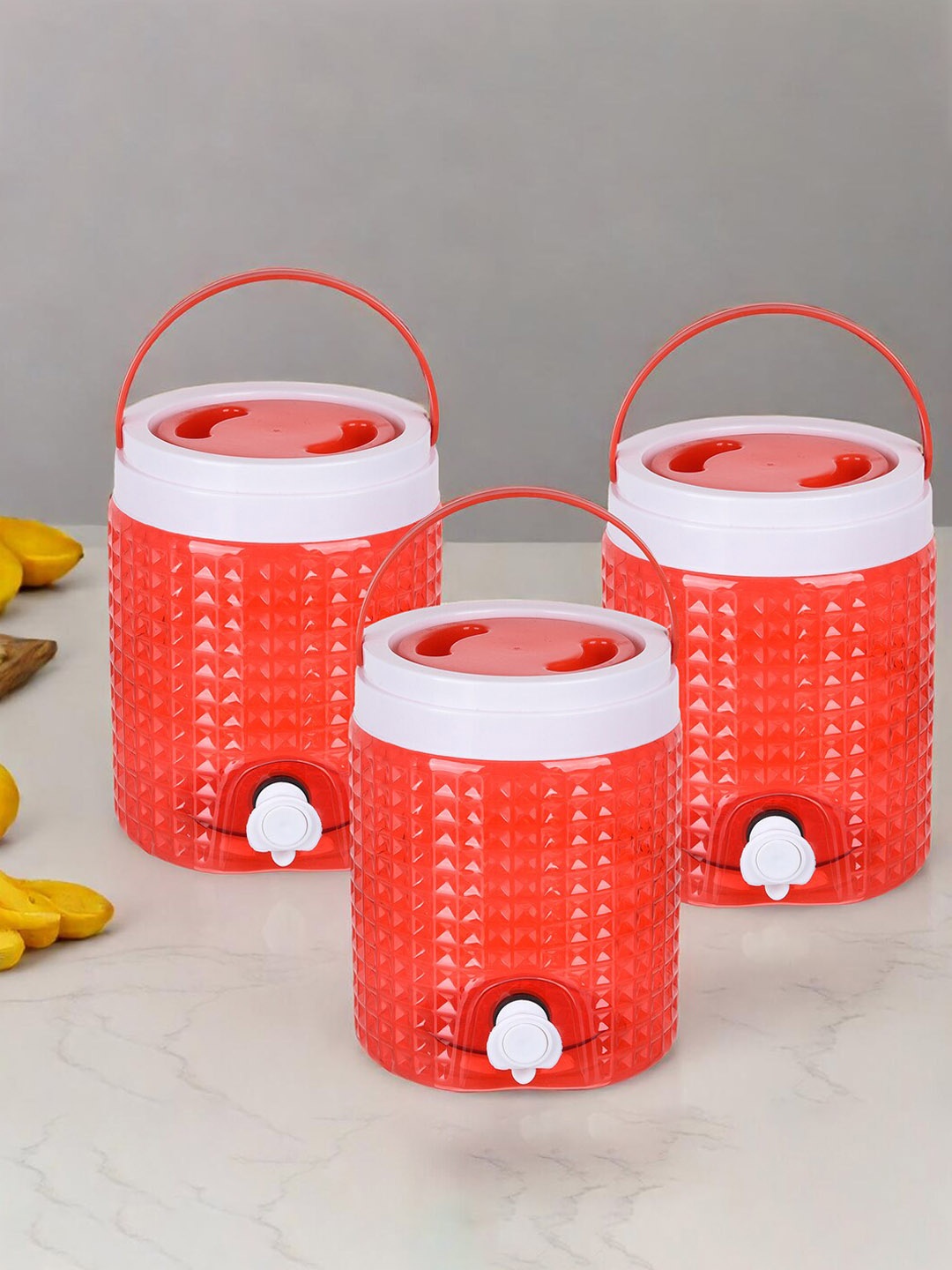 

Kuber Industries & White 3 Pieces Travelling Water Camper Jug 4.5 l, Red