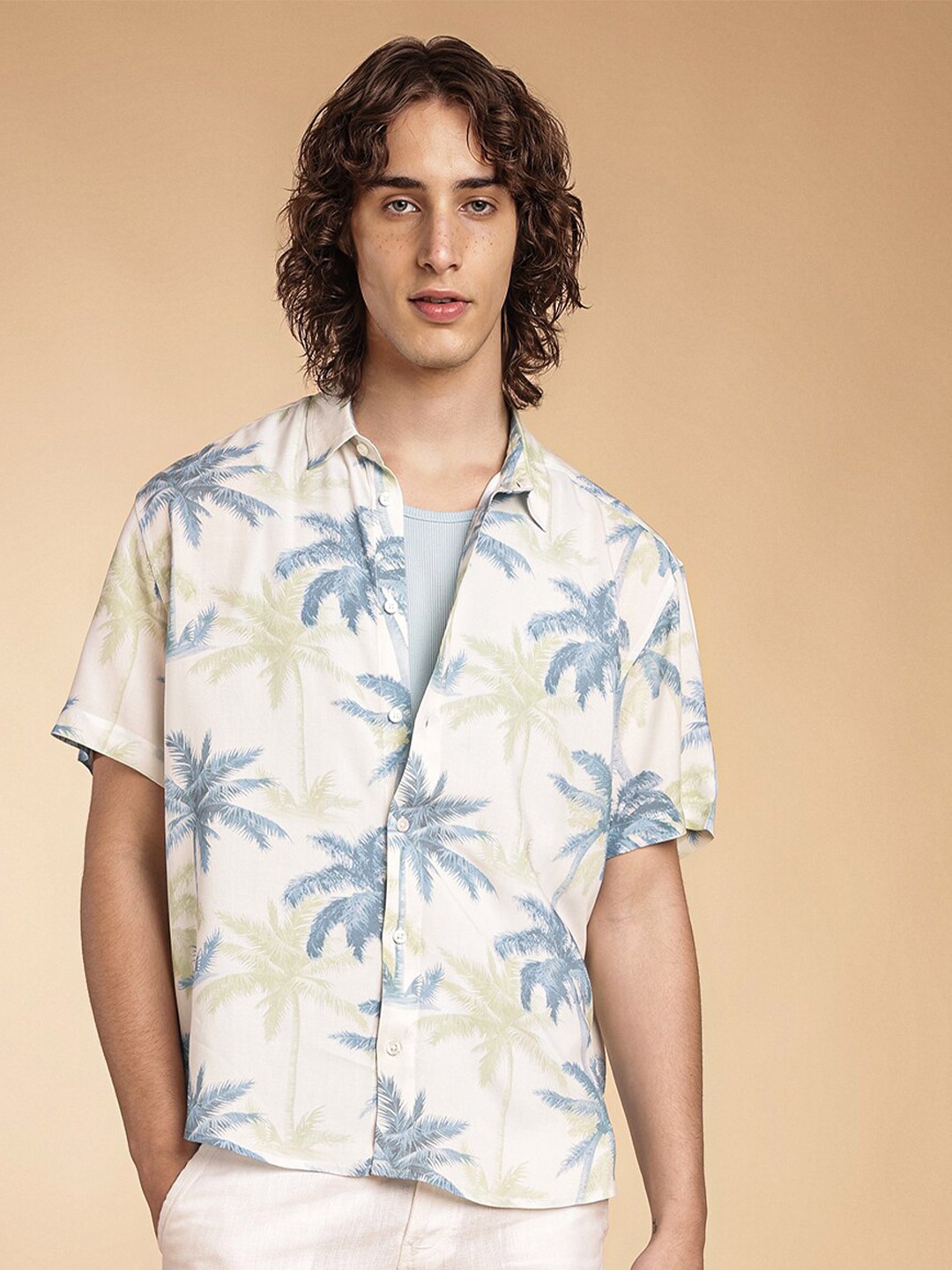 

H&M Patterned Resort Shirt, White