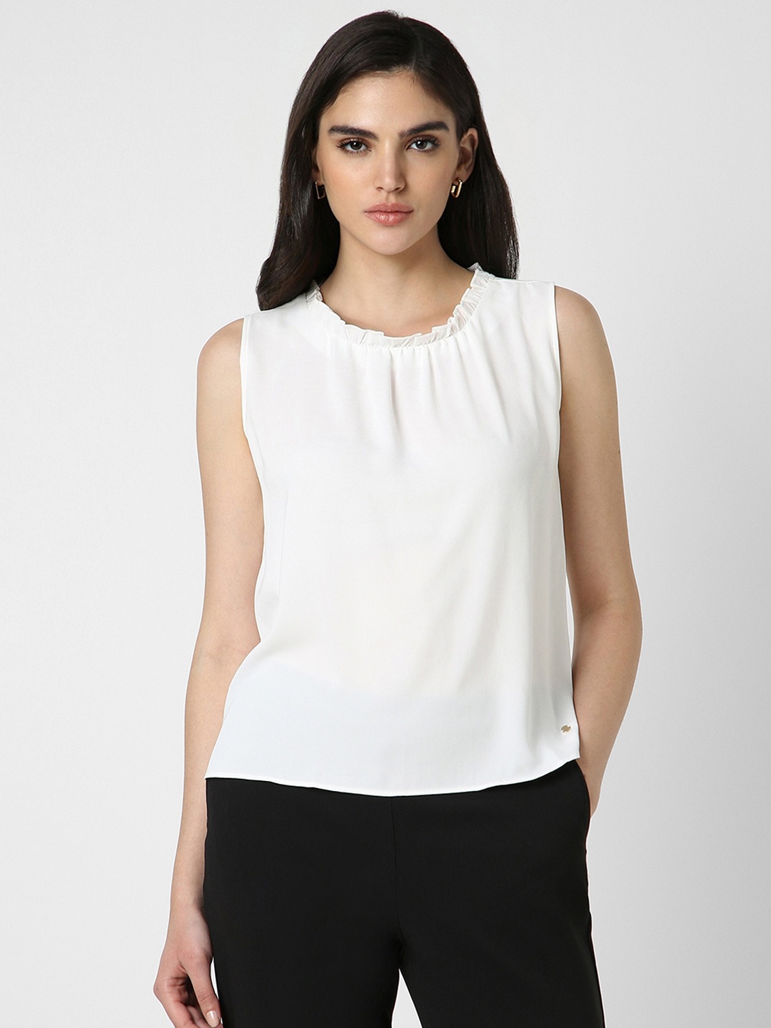 

Van Heusen Woman Pleated Detail Sleeveless Top, White