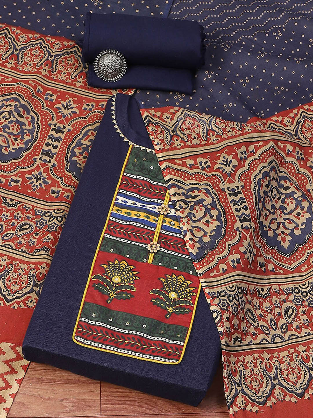 

Biba Embroidered Pure Cotton Unstitched Dress Material, Blue
