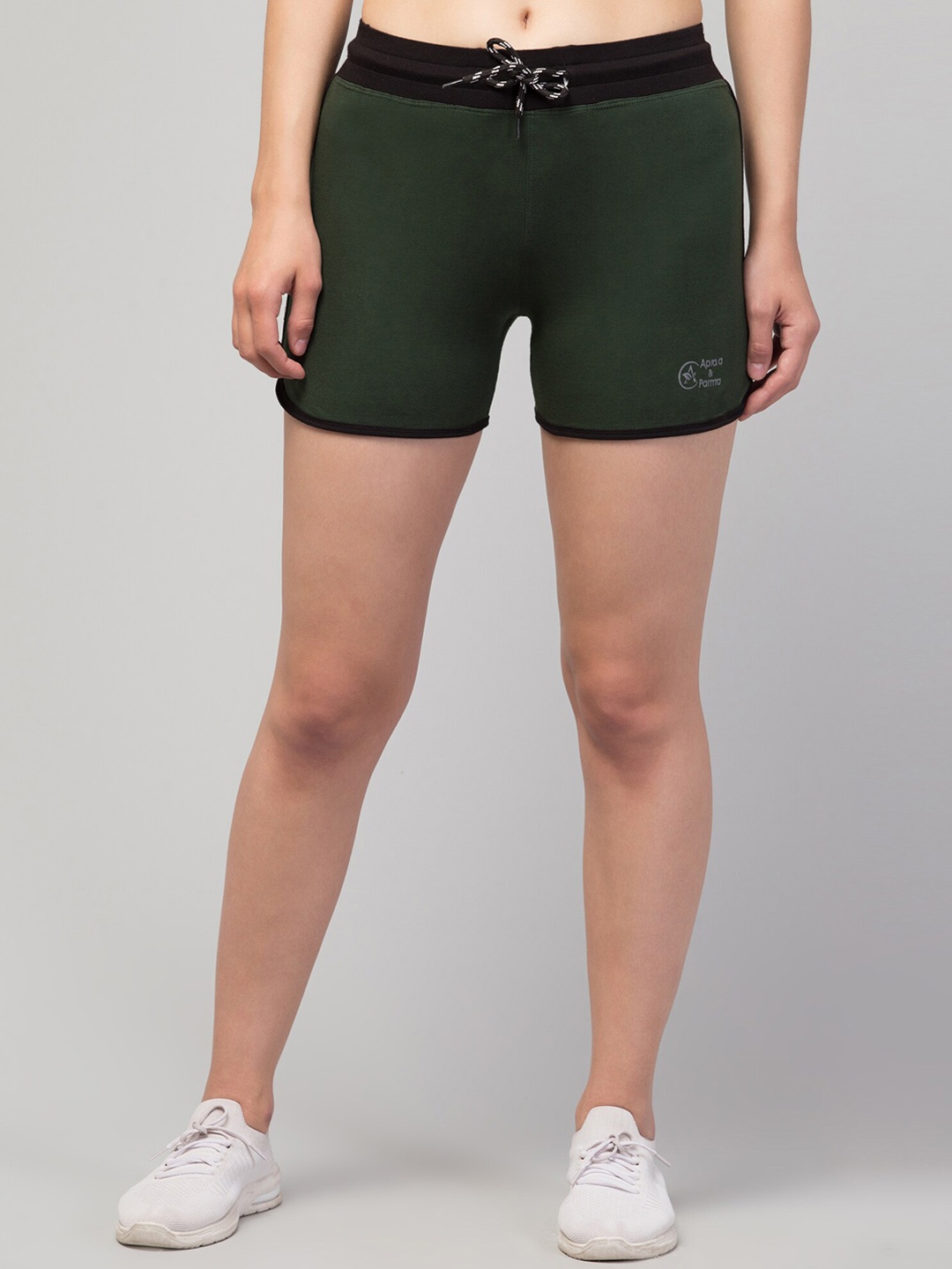 

Apraa & Parma Women Mid-Rise Rapid-Dry Running Sports Shorts, Green