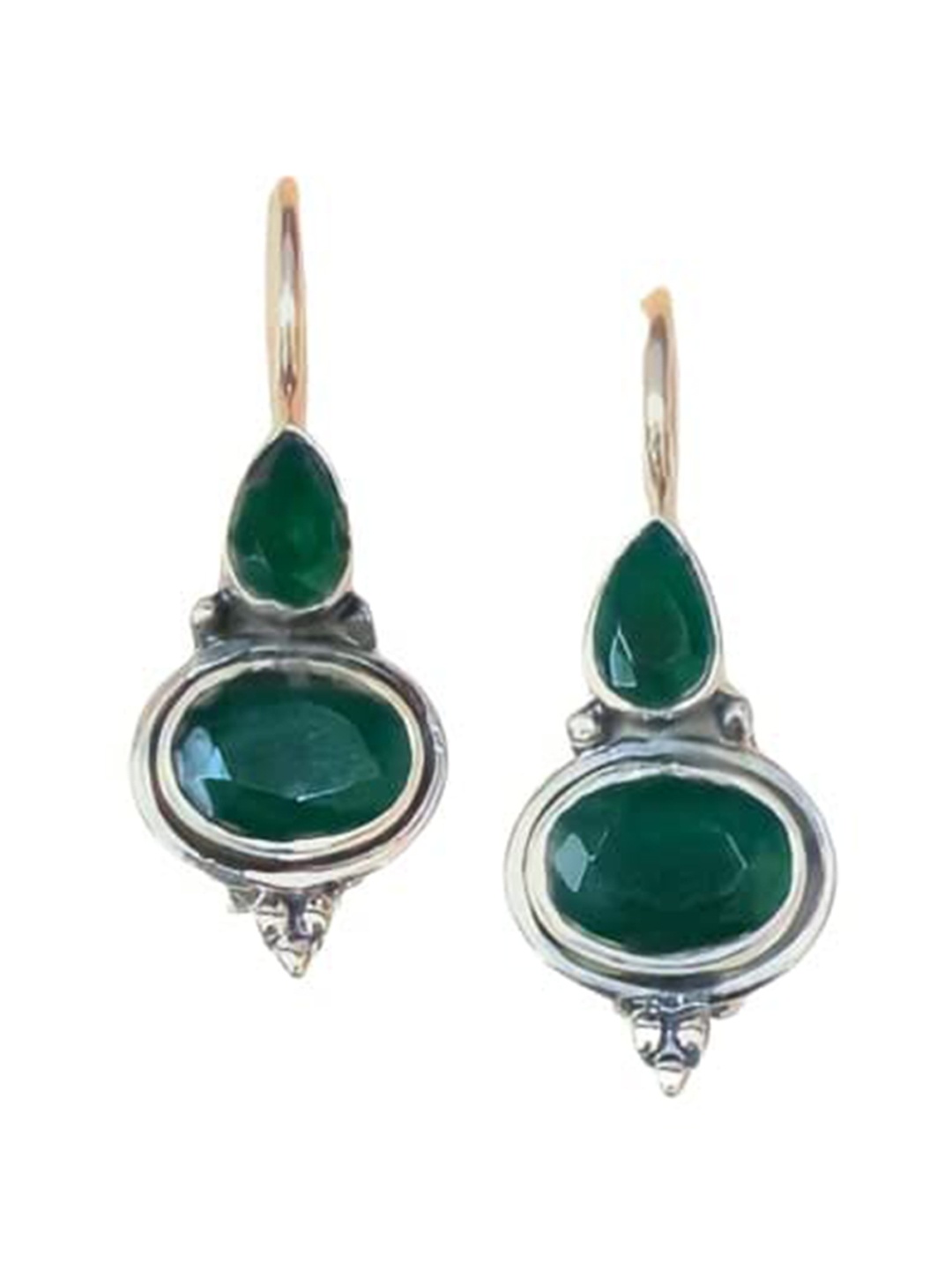 

Silverwala Oxidised 925 Silver Stones Studded Drop Earrings