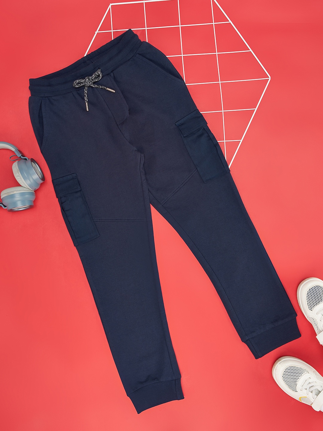 

YU by Pantaloons Boys Mid-Rise Cotton Joggers, Navy blue