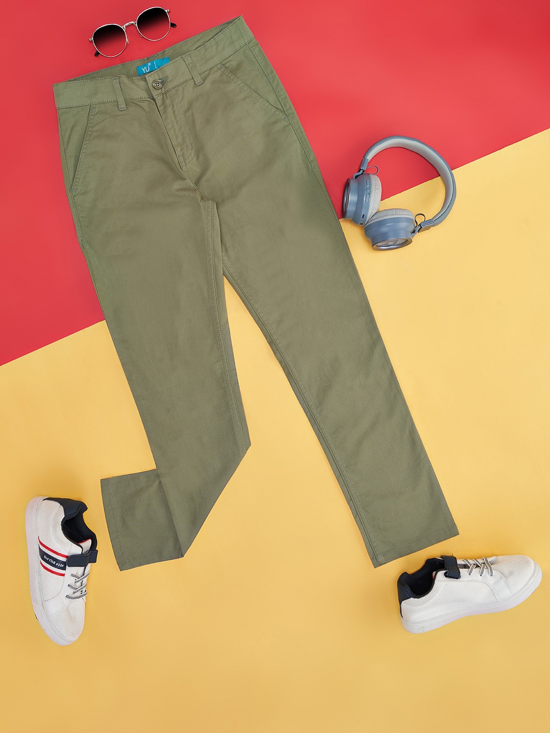 

YU by Pantaloons Boys Mid-Rise Trousers, Olive