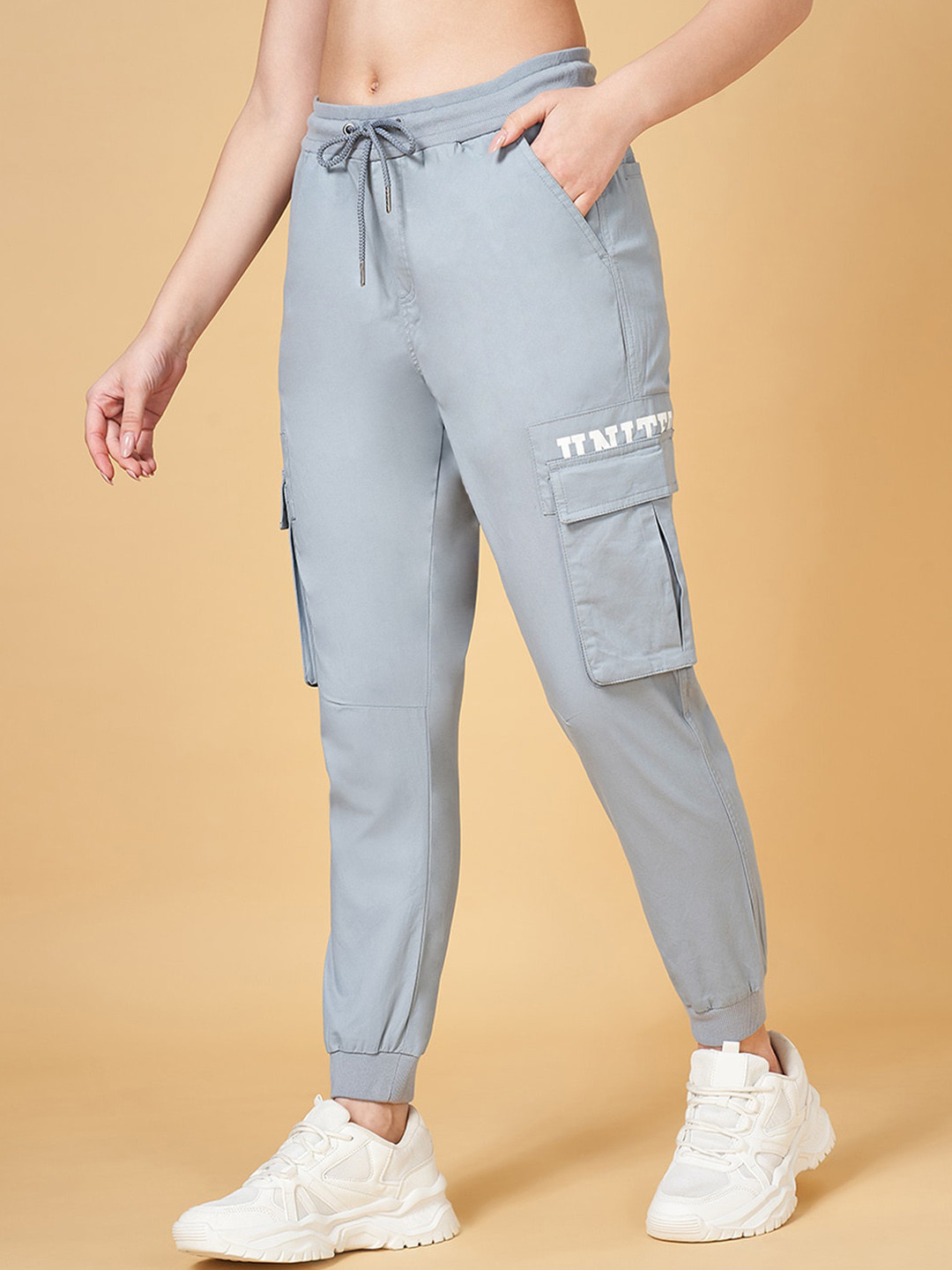 

YU by Pantaloons Women Cotton Relaxed Fit Joggers, Blue