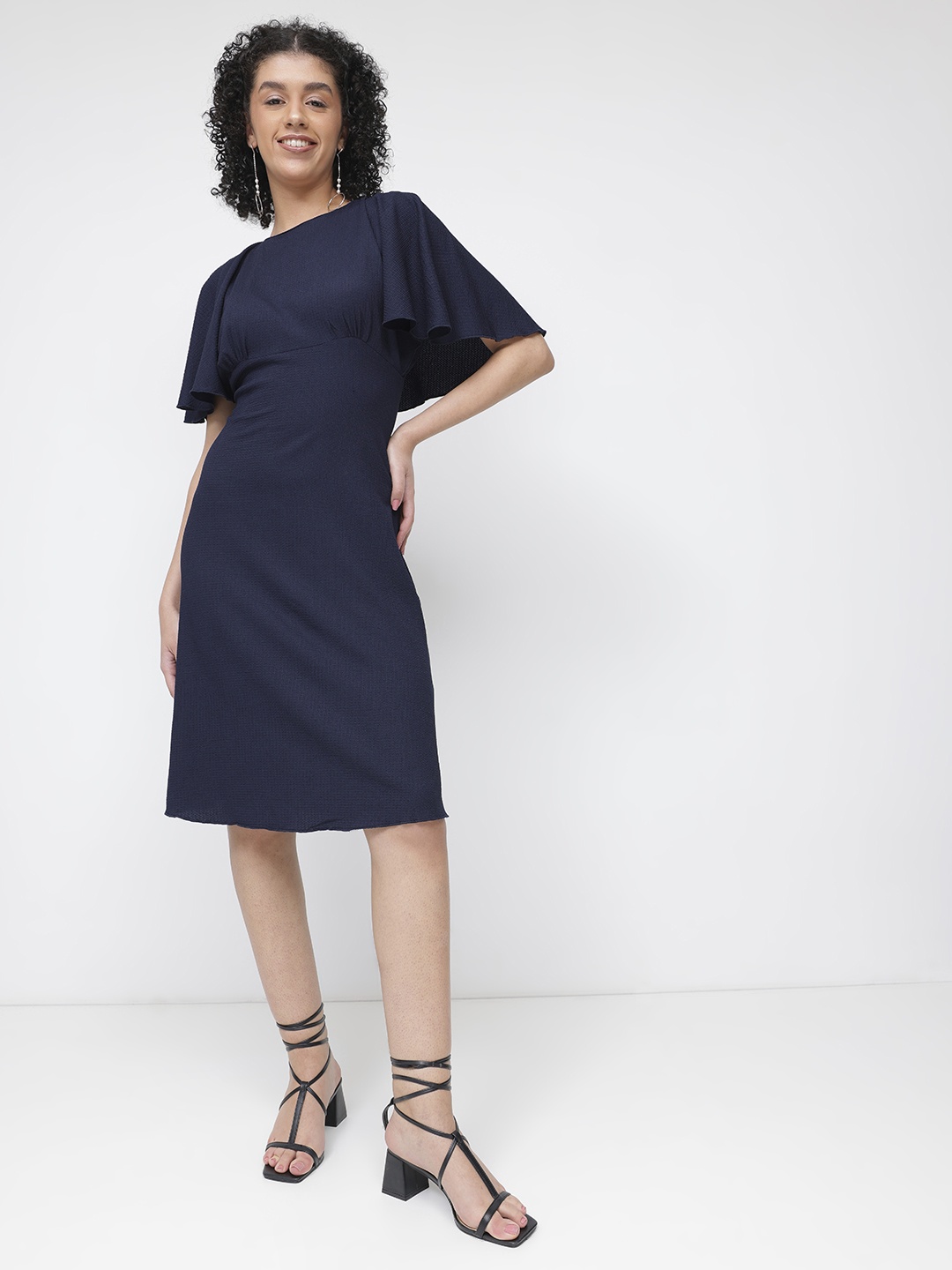 

Dressberry Basics Midnight Noir Flowy & Flirty Sleeves A-Line Dress, Black