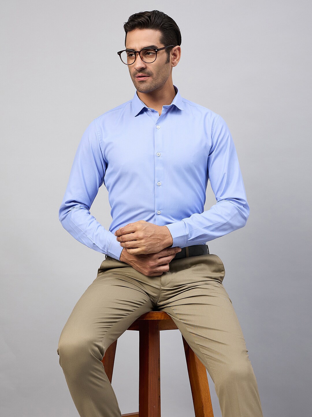 

Club York Spread Collar Long Sleeves Regular Fit Cotton Formal Shirt, Blue