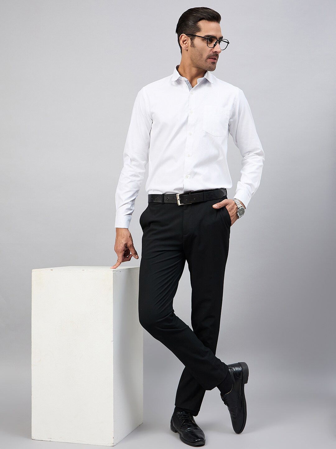 

Club York Spread Collar Long Sleeves Formal Shirt, White