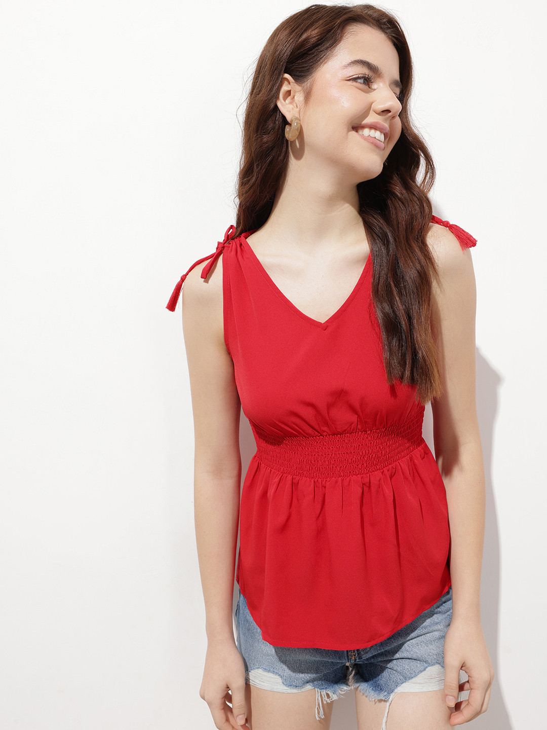 

DressBerry Red Alert Hourglass Cinched Top