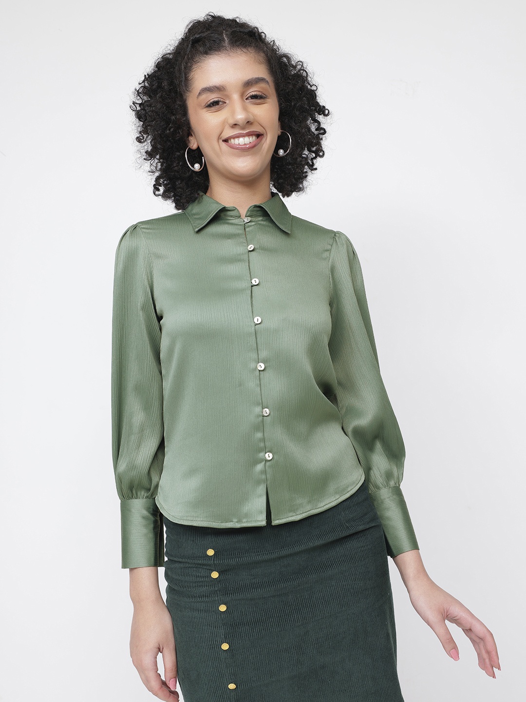 

DressBerry Texture Time Subtle Statement Shirt, Green