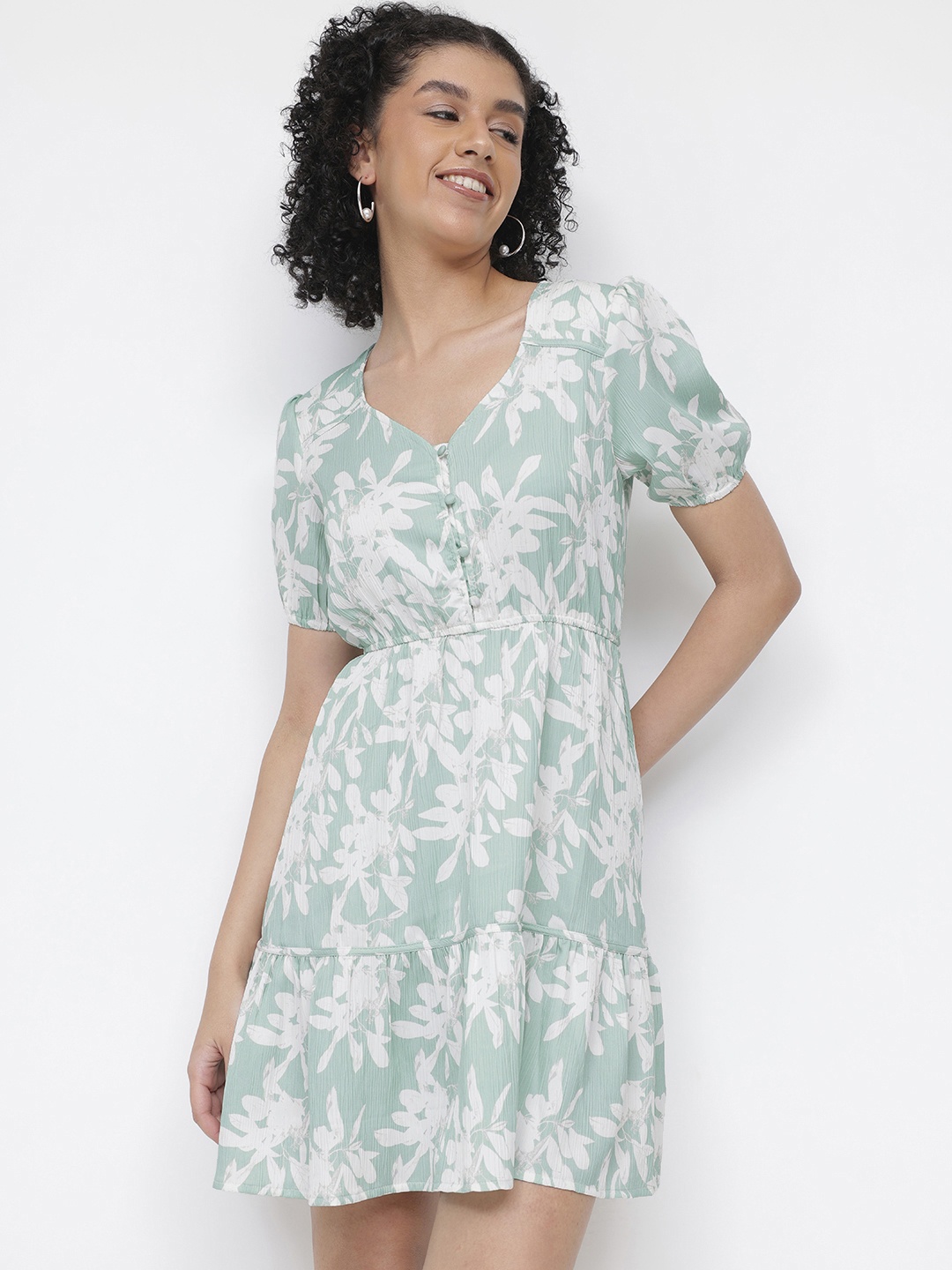 

DressBerry Volume Up Tiered Floral Bloom Dress, Blue