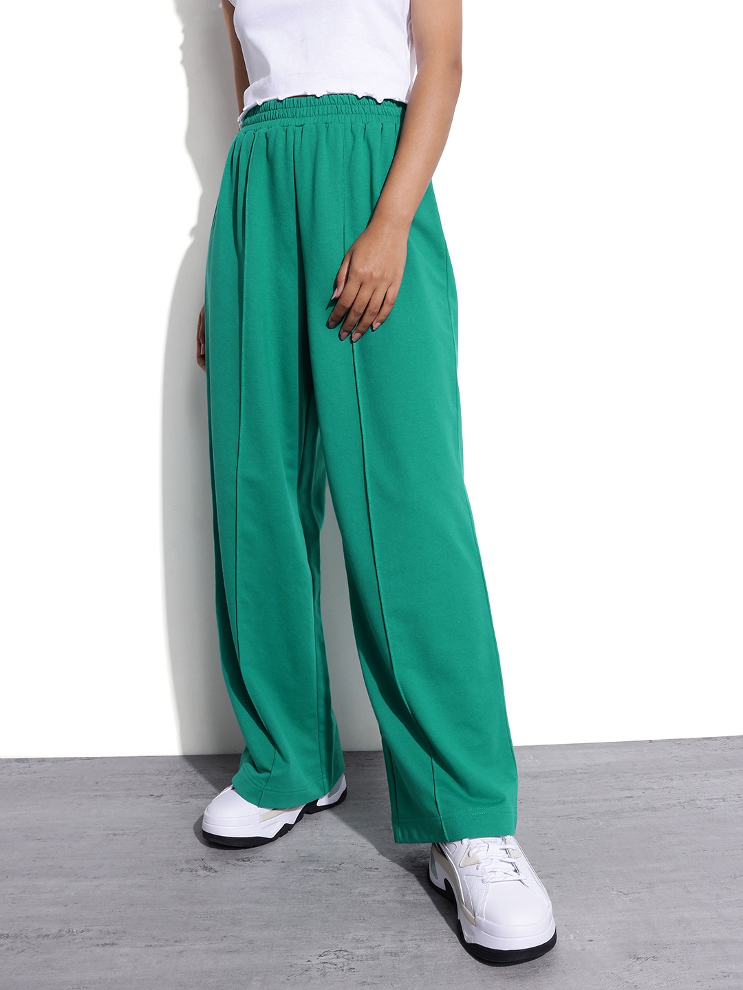 

DressBerry Women Tealy Feely Darted Wide Leg Trousers, Teal