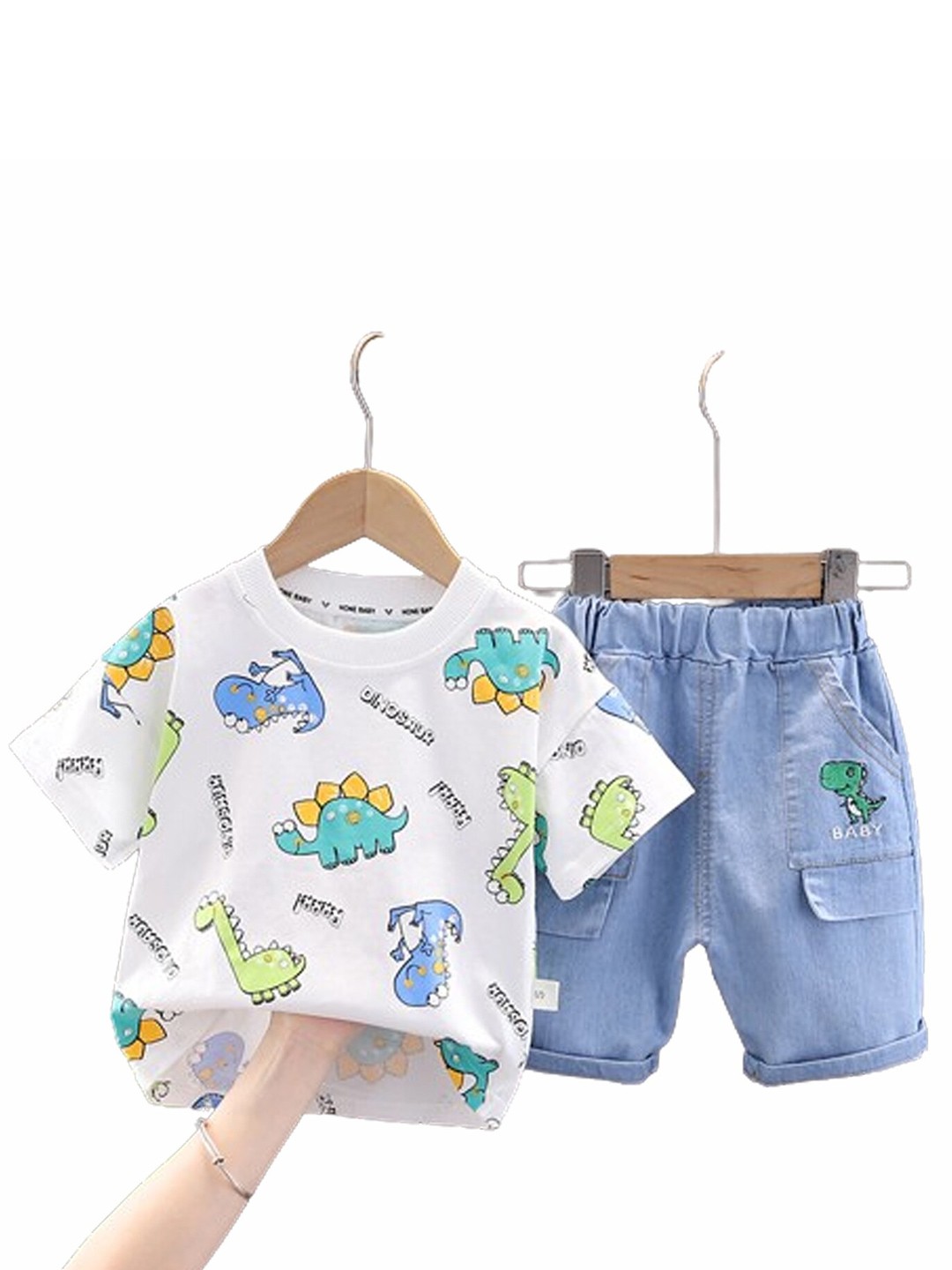

BAESD Boys Conversational Printed Pure Cotton T-shirt With Shorts, Blue